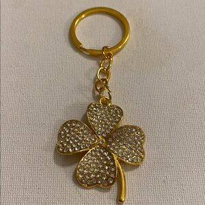 Four Leaf Clover Keychain with Rhinestones NWOT